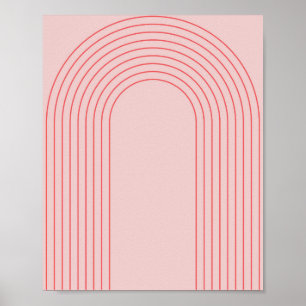Bohoヴィンテージピンクと赤レインボーアーチ4 ポスター
