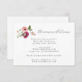 Bohoヴィンテージピンクフローラ結婚の詳細カード 招待状 (正面/裏面)