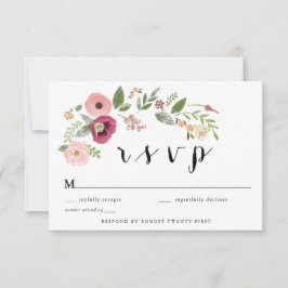 BohoヴィンテージピンクフローラRSVPエンクロージャカード 招待状