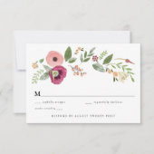 BohoヴィンテージピンクフローラRSVPエンクロージャカード 招待状 (正面)