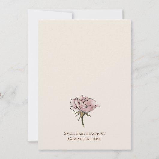 Bohoヴィンテージフローラ男女兼用ベビーシャワー 招待状 (裏面)