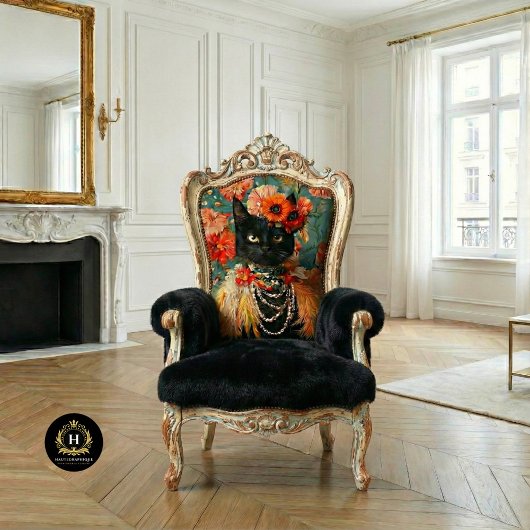 Bohoヴィンテージフローラ羽毛ブラックキャットデコップページ 薄葉紙