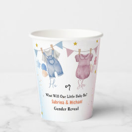 BohoヴィンテージベビーClotheline Genderパーティーの表示 紙コップ