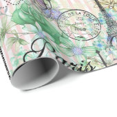 Bohoヴィンテージマヌイムブラックピンクローズフローラ ラッピングペーパー (ロールコーナー)