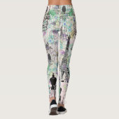 Bohoヴィンテージマヌイムブラックピンクローズフローラ レギンス (裏面)