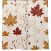 Bohoヴィンテージメープル離れスウィンターフローラルパターン シャワーカーテン (正面)