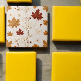 Bohoヴィンテージメープル離れスウィンターフローラルパターン タイル