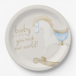 Bohoヴィンテージロッキング馬カウボーイベビーシャワー ペーパープレート