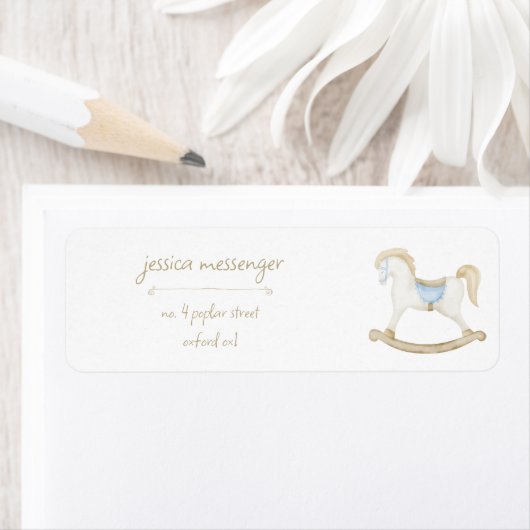 Bohoヴィンテージロッキング馬カウボーイベビーシャワー ラベル (インサイチュ)