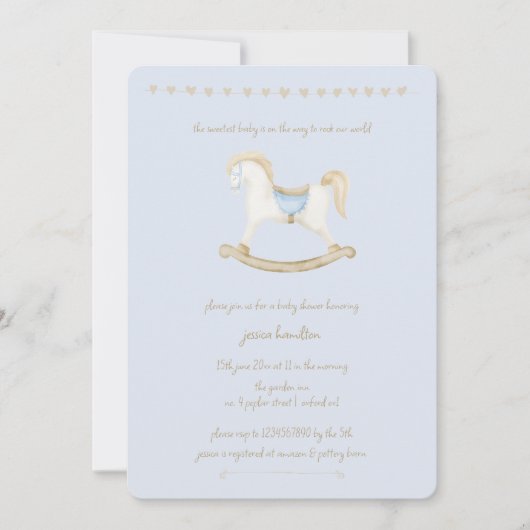 Bohoヴィンテージロッキング馬カウボーイベビーシャワー 招待状 (正面)