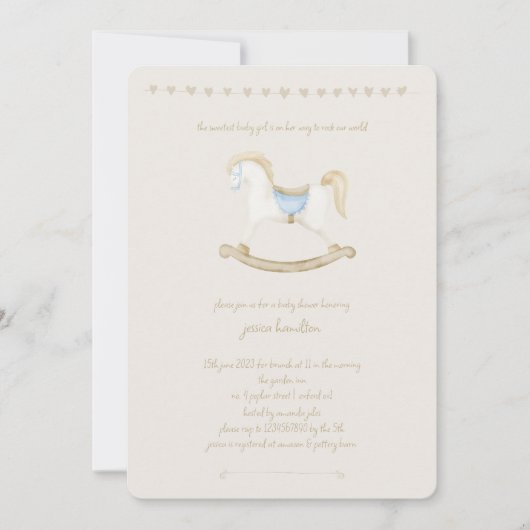 Bohoヴィンテージロッキング馬カウボーイベビーシャワー 招待状 (正面)