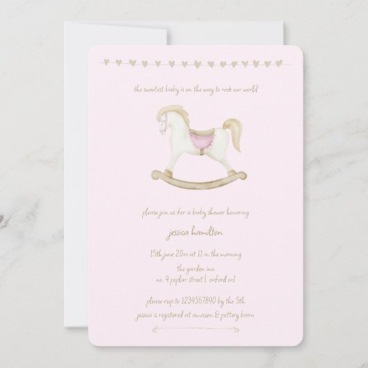 Bohoヴィンテージロッキング馬カウボーイベビーシャワー 招待状 (正面)
