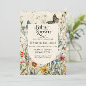 Bohoヴィンテージワイルドフラワーベビーシャワー 招待状 (スタンド正面)
