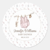 Bohoヴィンテージ女の子シャワーラウンドステッカー ラウンドシール (正面)