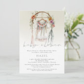 Bohoヴィンテージ服スクリプトボヘミアンベビーシャワー 招待状 (スタンド正面)