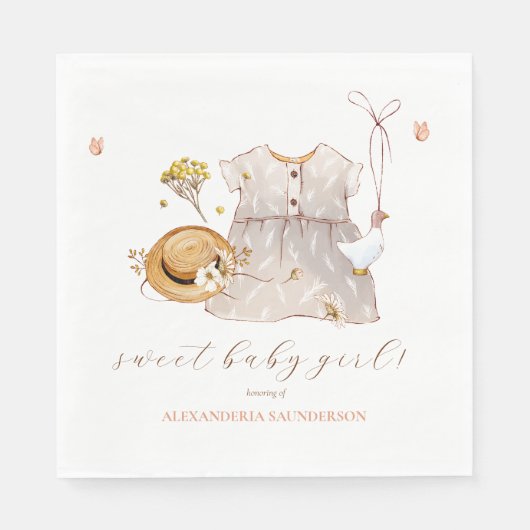 Bohoヴィンテージ服ドレスベビーガール スタンダードランチョンナプキン (正面)