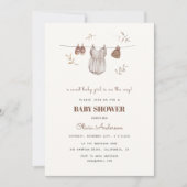 Bohoヴィンテージ水彩少女の衣装ベビーシャワー 招待状 (正面)