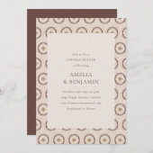 Bohoヴィンテージ自然TAUPEマンダラカップルのシャワー 招待状 (正面/裏面)