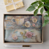 BOHOヴィンテージ茶ポットデコページティッシュペーパー 薄葉紙 (ギフト)