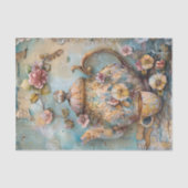 BOHOヴィンテージ茶ポットデコページティッシュペーパー 薄葉紙 (正面)