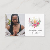 Boho三日月の結晶の羽花の写真 名刺 (正面)