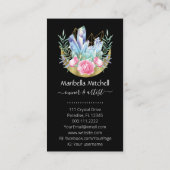 Boho三日月の結晶クラスターピンクのバラ 名刺 (裏面)