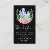 Boho三日月の結晶クラスターピンクのバラ 名刺 (正面)