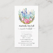 Boho三日月の結晶クラスターピンクのバラ 名刺 (裏面)