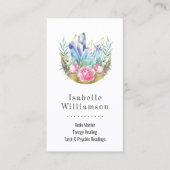 Boho三日月クリスタルクラスタピンクローゼシック 名刺 (正面)