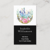 Boho三日月クリスタルクラスタピンクローゼシック 名刺 (正面)