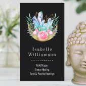 Boho三日月クリスタルクラスタピンクローゼシック 名刺