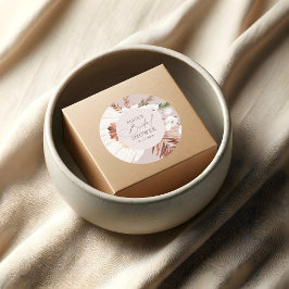 Boho乾燥パーム葉ス結婚の正方形ステッカー ラウンドシール