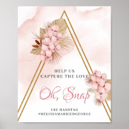 Boho乾燥パーム葉赤面花Oh Snap Sign ポスター