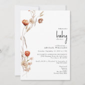 Boho乾燥フローラ中性ベビーシャワー 招待状 (正面)