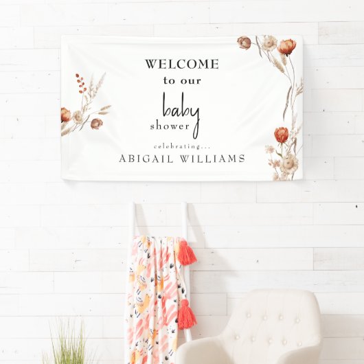 Boho乾燥フローラ赤ちゃんシャワー 横断幕 (インサイチュ)