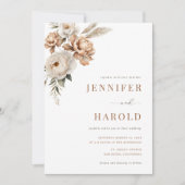 Boho乾燥秋ミニマルフローラ全結婚体 招待状 (正面)