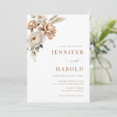 Boho乾燥秋ミニマルフローラ全結婚体 招待状 (スタンド正面)