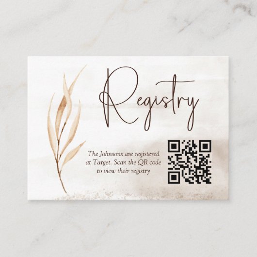 Boho乾燥花模様ベビー/チャイルドシャワー登録 エンクロージャーカード (正面)