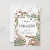 Boho乾燥葉ス、パンパ&ピンクのオーキッド葬儀 サンキューカード (正面)