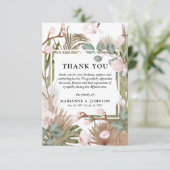 Boho乾燥葉ス、パンパ&ピンクのオーキッド葬儀 サンキューカード (スタンド正面)