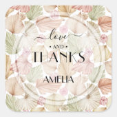 Boho乾葉杯と花結婚の スクエアシール (正面)