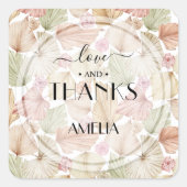 Boho乾葉杯と花結婚の スクエアシール (正面)