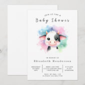 Boho優雅お洒落な牛の赤ちゃんシャワー 招待状 (正面/裏面)