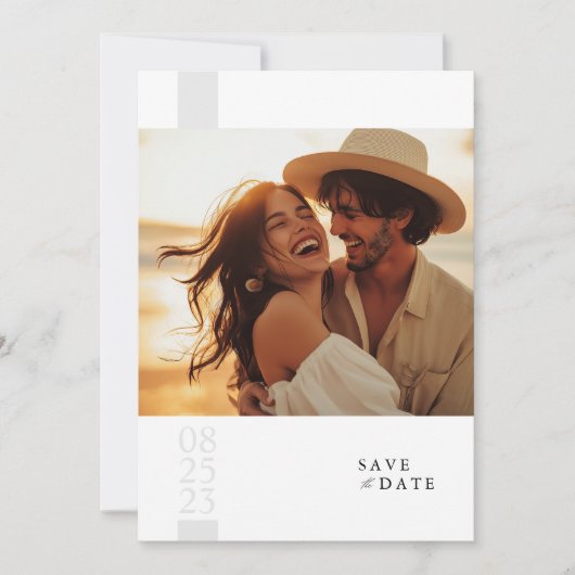 Boho写真エレガント結婚式の日付を保存 招待状 (正面)