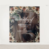 Boho写真オーバーレイ結婚のフォトブース背景 タペストリー (正面)