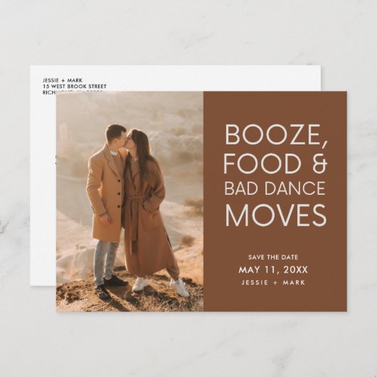 Boho写真テラコッタウェディング日付を保存 案内ポストカード (正面/裏面)