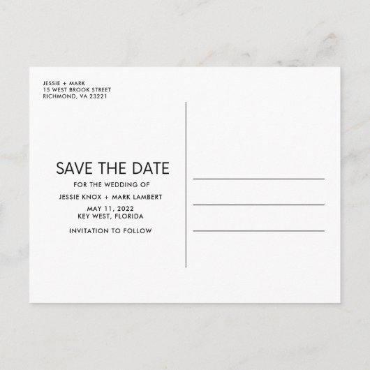 Boho写真テラコッタウェディング日付を保存 案内ポストカード (裏面)