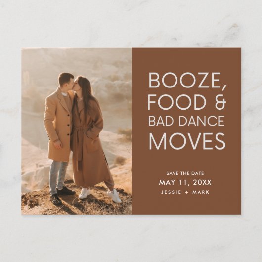 Boho写真テラコッタウェディング日付を保存 案内ポストカード (正面)
