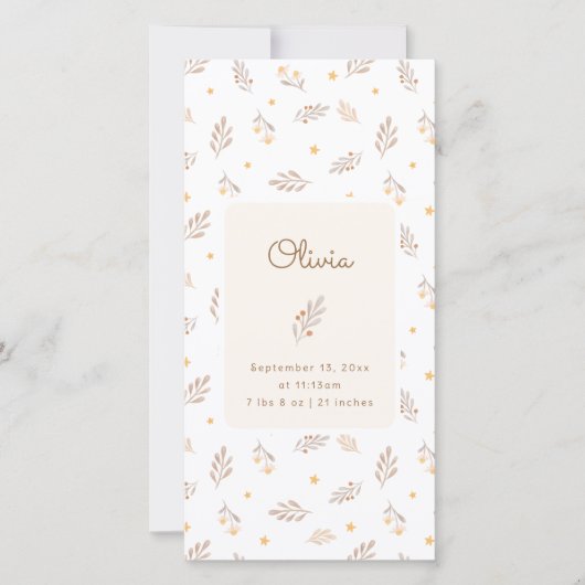 Boho写真モダンベビー誕生発表 案内状 (正面)