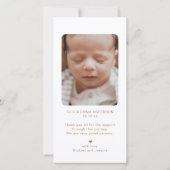 Boho写真モダンベビー誕生発表 案内状 (裏面)